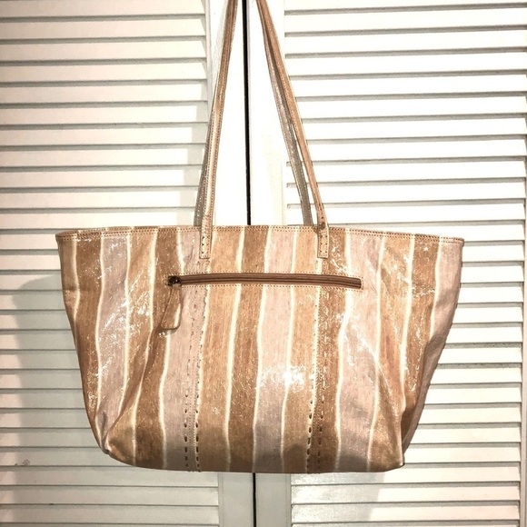 Chi by Falchi tote bag with dusted bag tan stripes - Picture 1 of 10